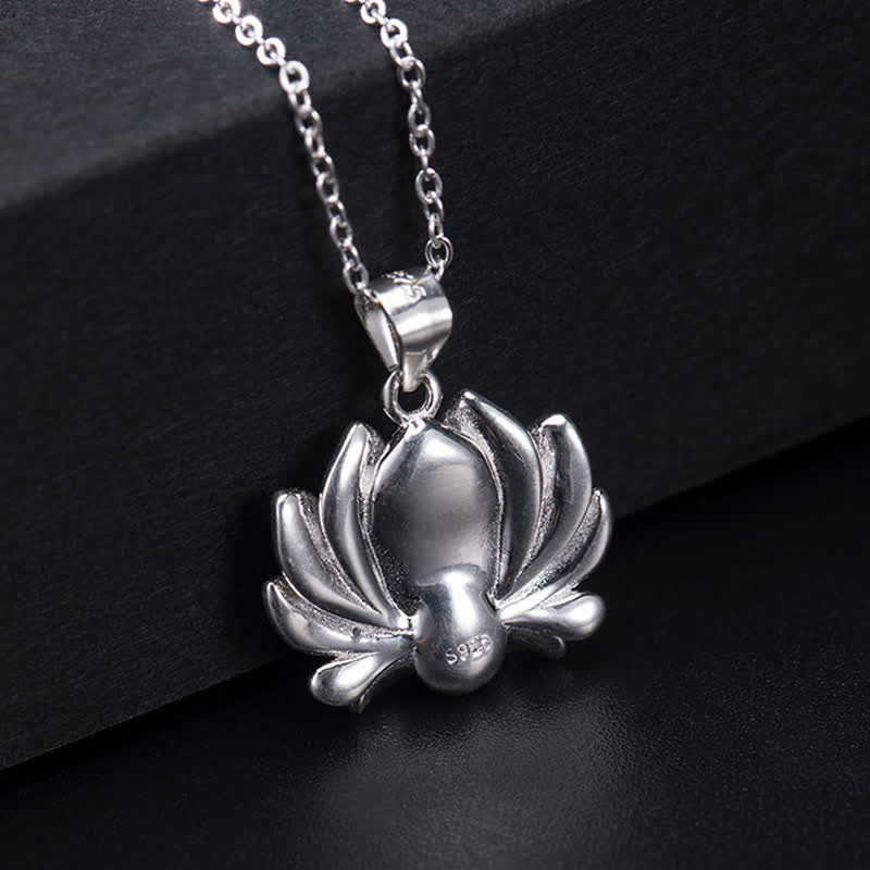 Carmiora 925 Sterling Silber Lotusblüten-Perlen-Reichtums-Halskettenanhänger