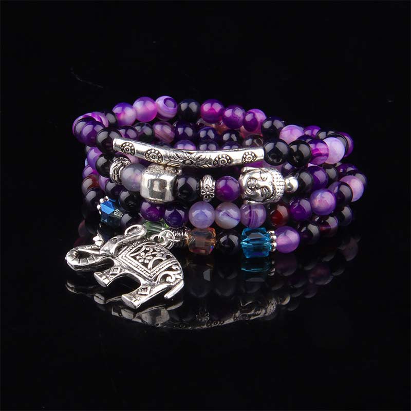 Carmiora natürliches Achat-Elefant-Buddha-Hoffnungsarmband
