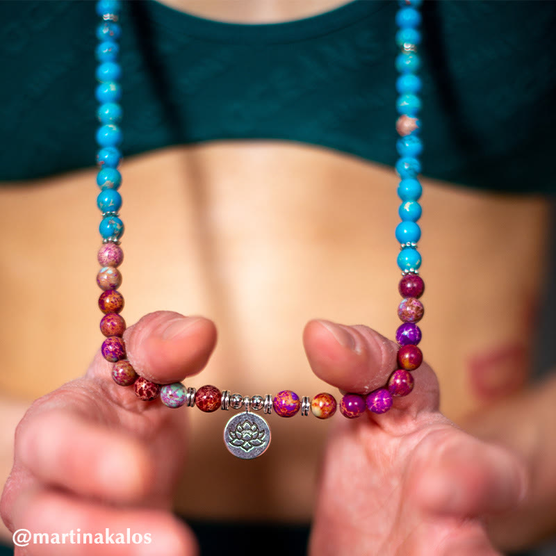 Carmiora Tibetisch Lila Miano Echte Perle Harmonie Lotus Mala
