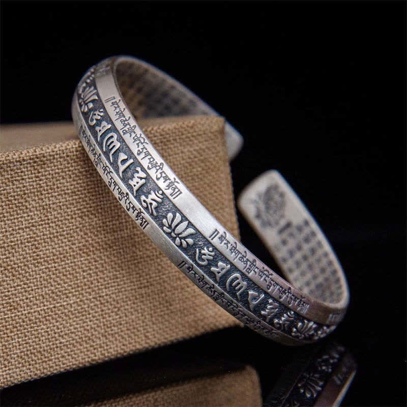 Carmiora Om Mani Padme Hum Herz Sutra Mantra Lotus Peace Meditation Manschettenarmband Armreif