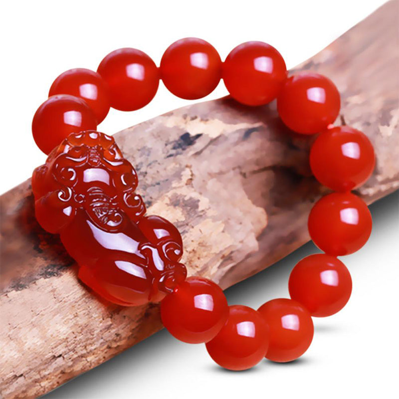 Carmiora Roter Achat Lucky Pixiu Reichtum Glücksarmband