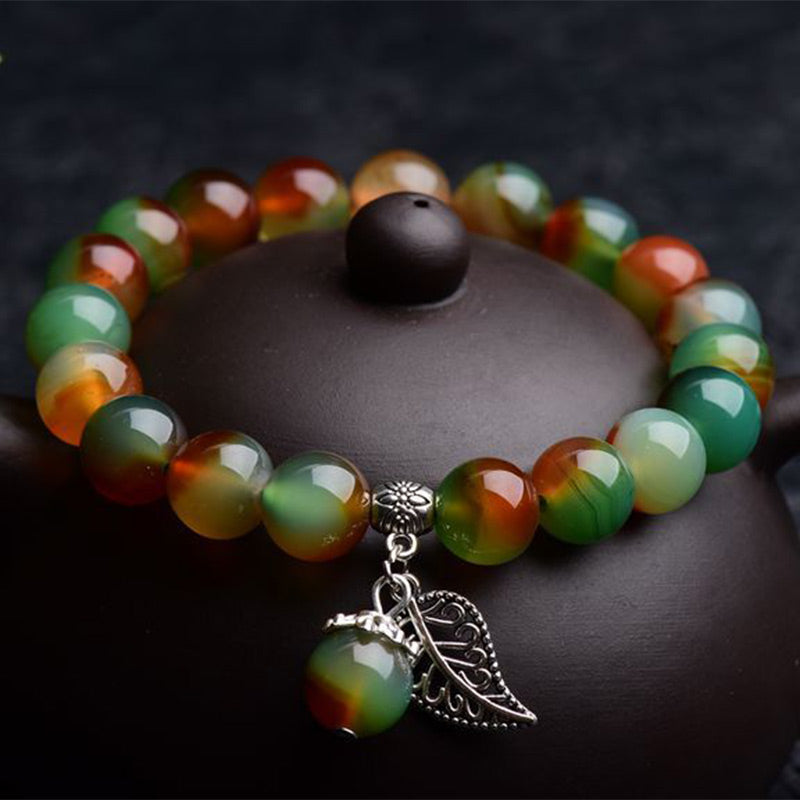 Carmiora tibetisches natürliches grünes Achat-Heilarmband