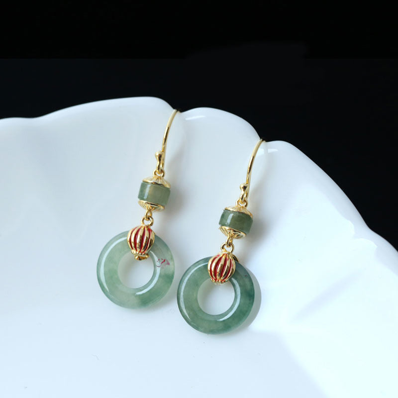 Carmiora Cyan Jade Laterne Kupfer Glück Tropfen Ohrringe