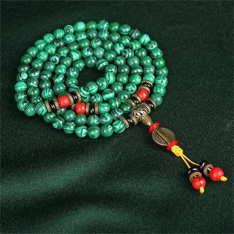 Carmiora tibetische 108 Mala Malachit Perlen Armband Halskette