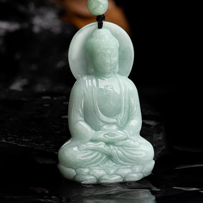 Carmiora Amitabha Buddha Jade Amulett Halskette mit Mitgefühl