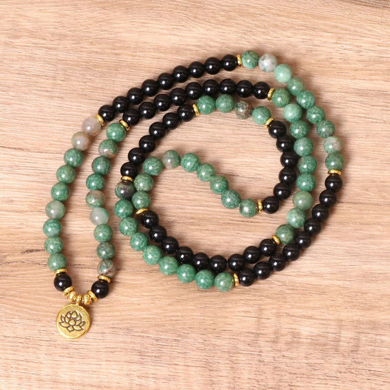 Carmiora Mala-Heilarmband mit 108 Perlen aus natürlichem Achat