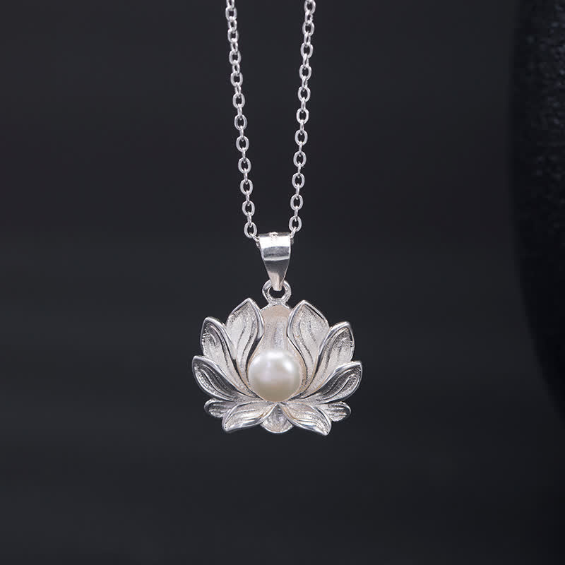 Carmiora 925 Sterling Silber Lotusblüten-Perlen-Reichtums-Halskettenanhänger