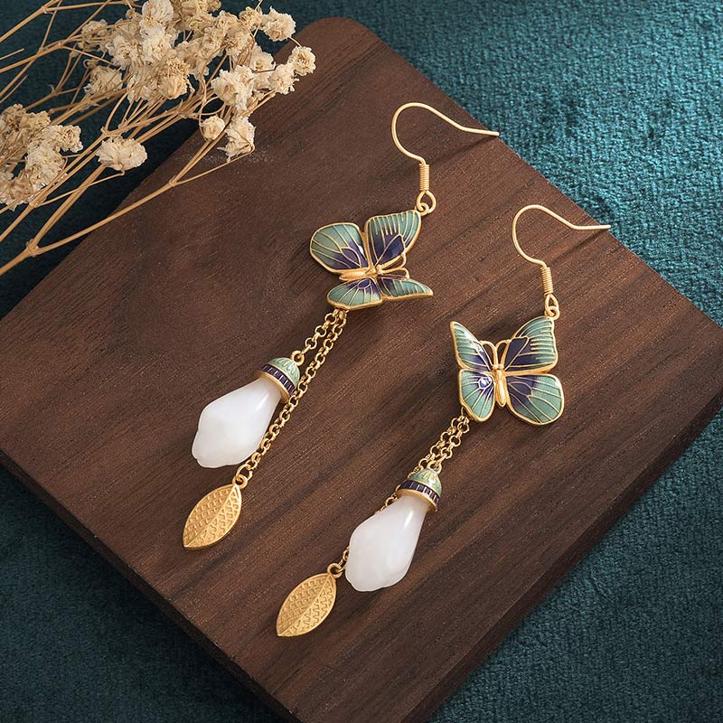 Carmiora FengShui Glücksohrringe aus weißer Jade
