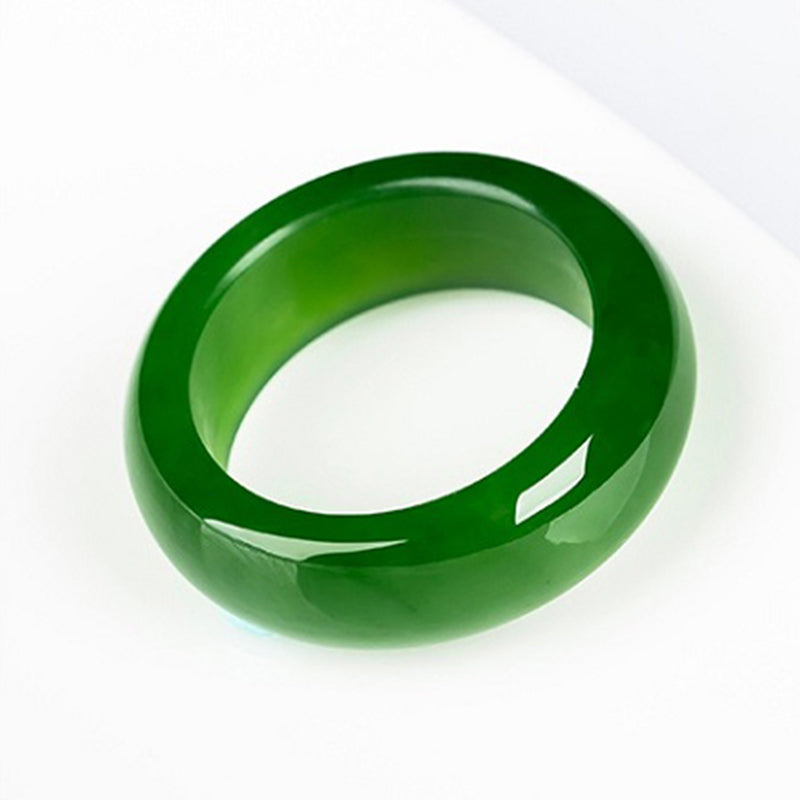 Carmiora Runder weißer Jade-Cyan-Jade-Schutzring