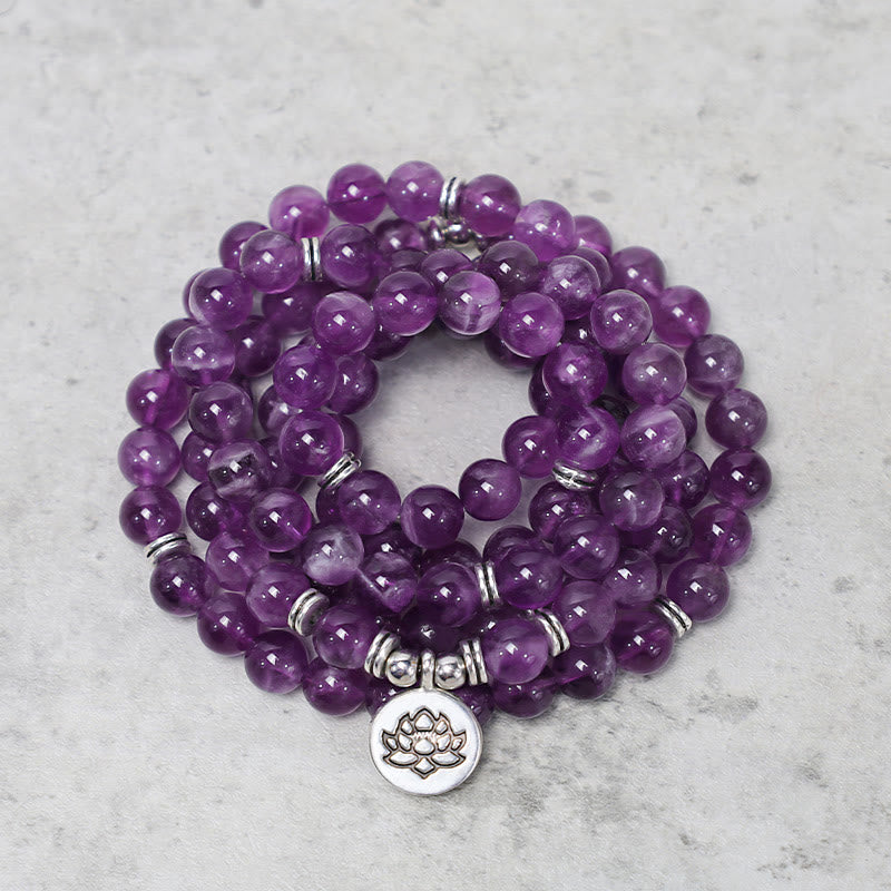 Carmiora Natürliches Amethyst-Reinigungs-Mala-Armband