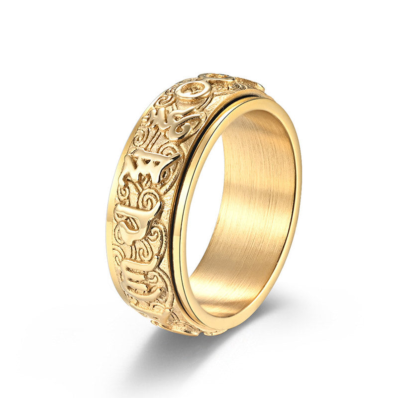Carmiora Six True Words Balance Calm Titanstahlring
