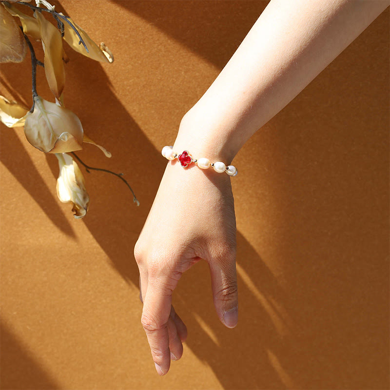 Carmiora Pearl Vierblättriges Kleeblatt-Reichtumskettenarmband