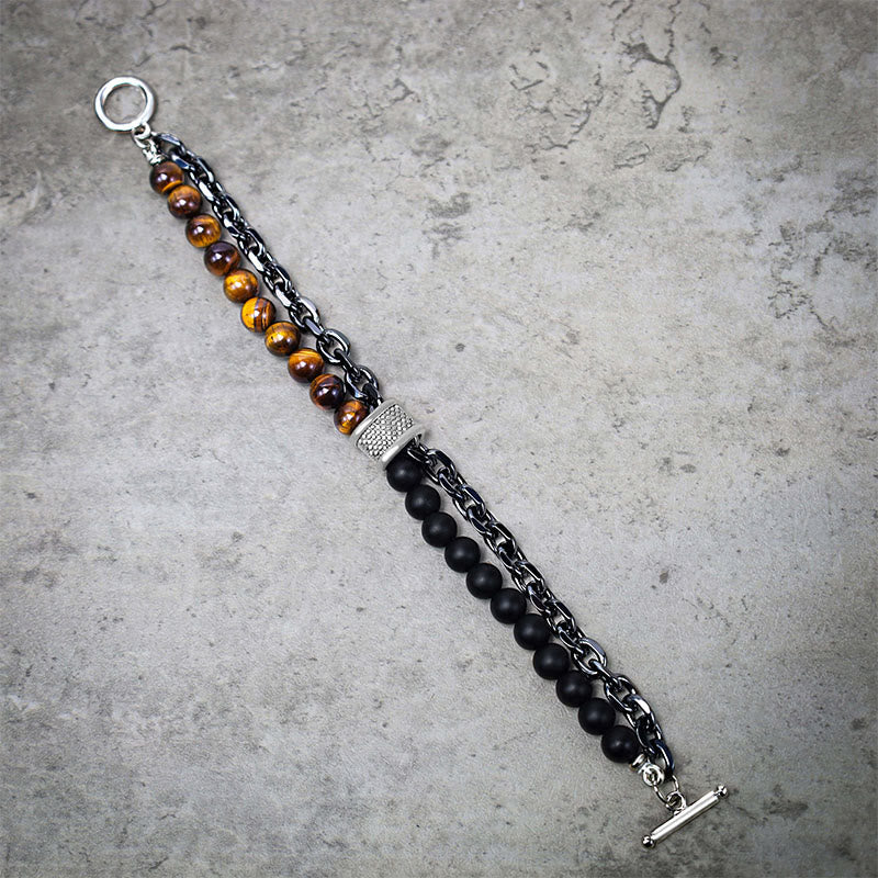 Carmiora Natürliches Tigerauge-Lazurit-Schutzarmband