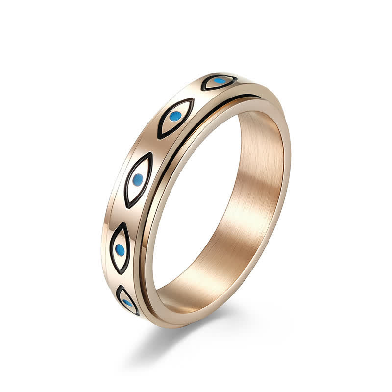 Carmiora Evil Eye Calm Protection Drehbarer Ring aus Titanstahl