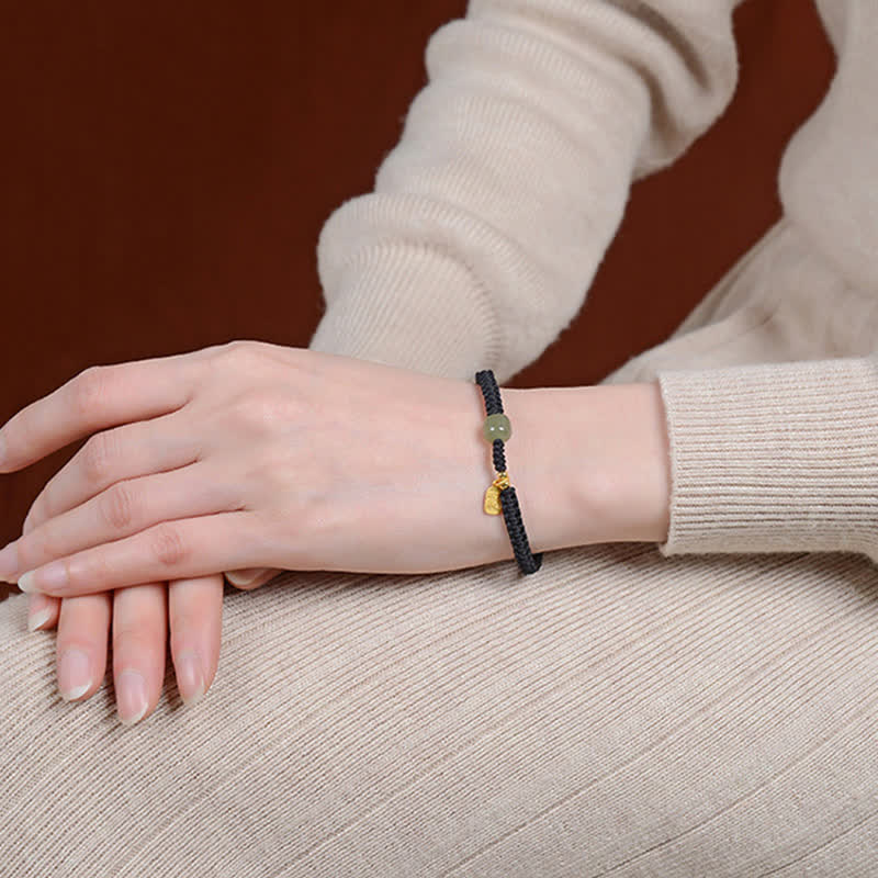 Carmiora 925 Sterling Silber Hetian Jade Segen Reichtum rote Schnur Armband