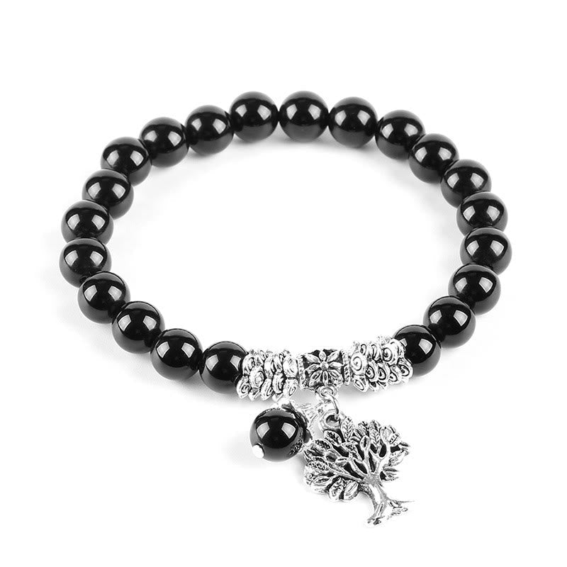 Carmiora Stretch-Armband mit natürlichem Edelstein, Baum des Lebens, Glücksbringer