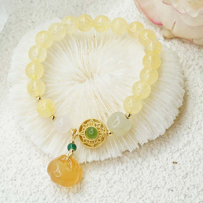 Carmiora natürliches Citrin-Jade-Blessing-Glücks-Kürbis-Charm-Armband