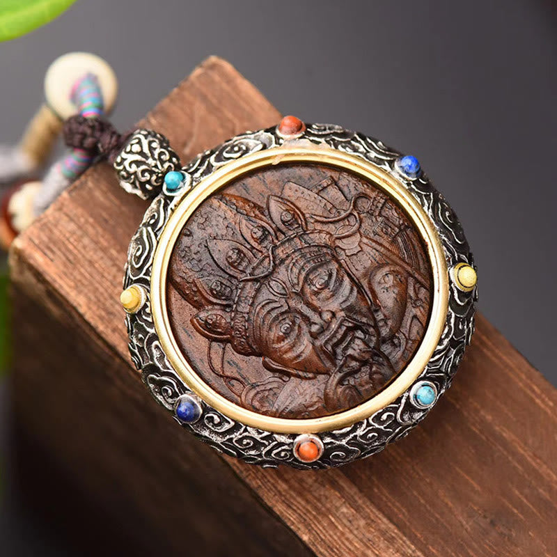 Carmiora Agarwood Nine Tailed Fox Zakiram Göttin des Reichtums Grüne Tara Thangka Luck String Halskette