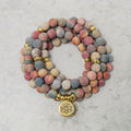 Carmiora 108 Mala Perlen Picasso Jaspis Stein Mut Energie Armband