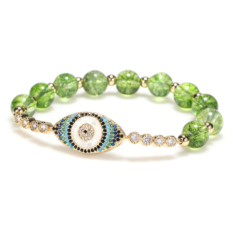 Carmiora Natürliches Peridot Evil Eye Fülle Armband