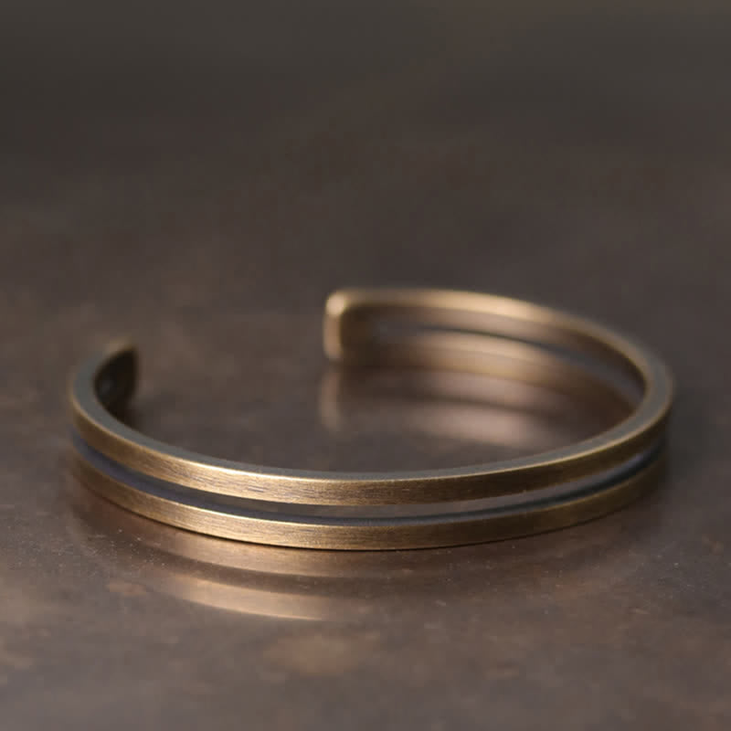 Carmiora Rustikales Kupfer-Glücks-Wikinger-Manschettenarmband