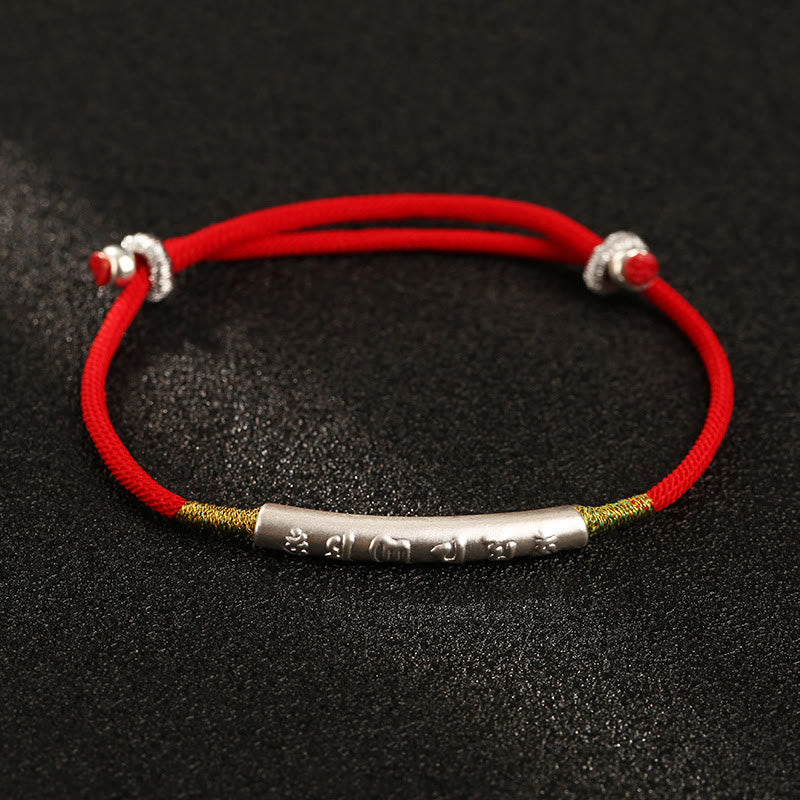 Carmiora tibetisch-buddhistisches handgefertigtes Mani-Mantra-Glücksarmband mit roter Schnur