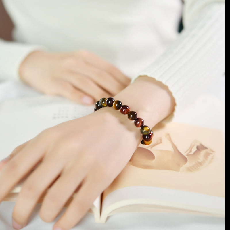 Carmiora Natürliches Tigerauge-Positive-Schutz-Armband