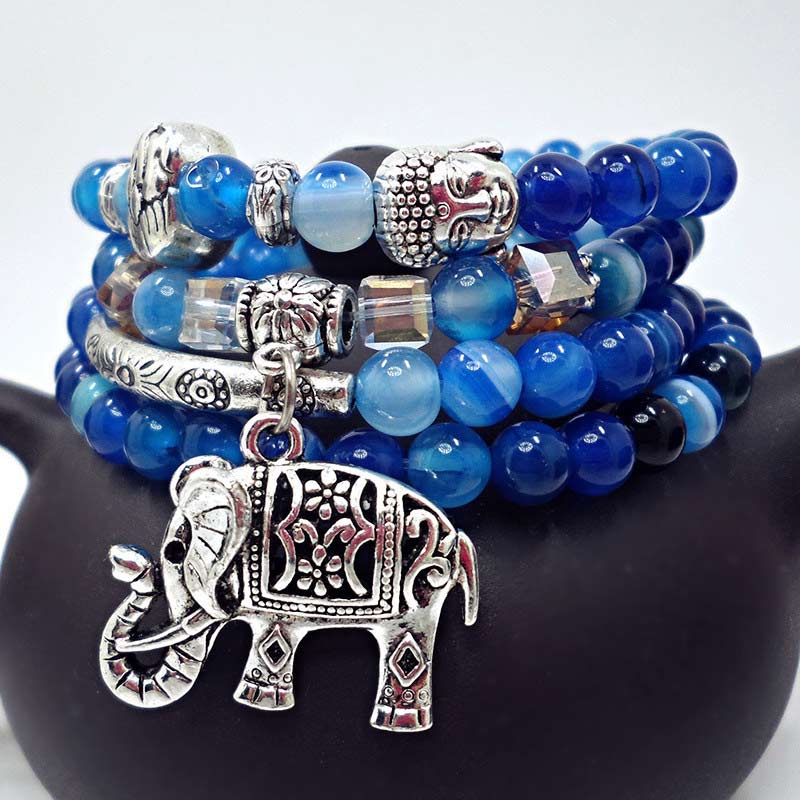 Carmiora natürliches Achat-Elefant-Buddha-Hoffnungsarmband