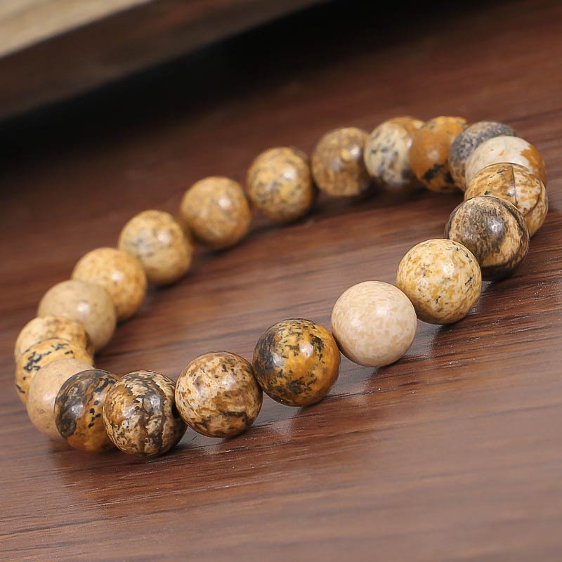Carmiora Tibetisches Bild Jaspis Positive Lotus Armband Set