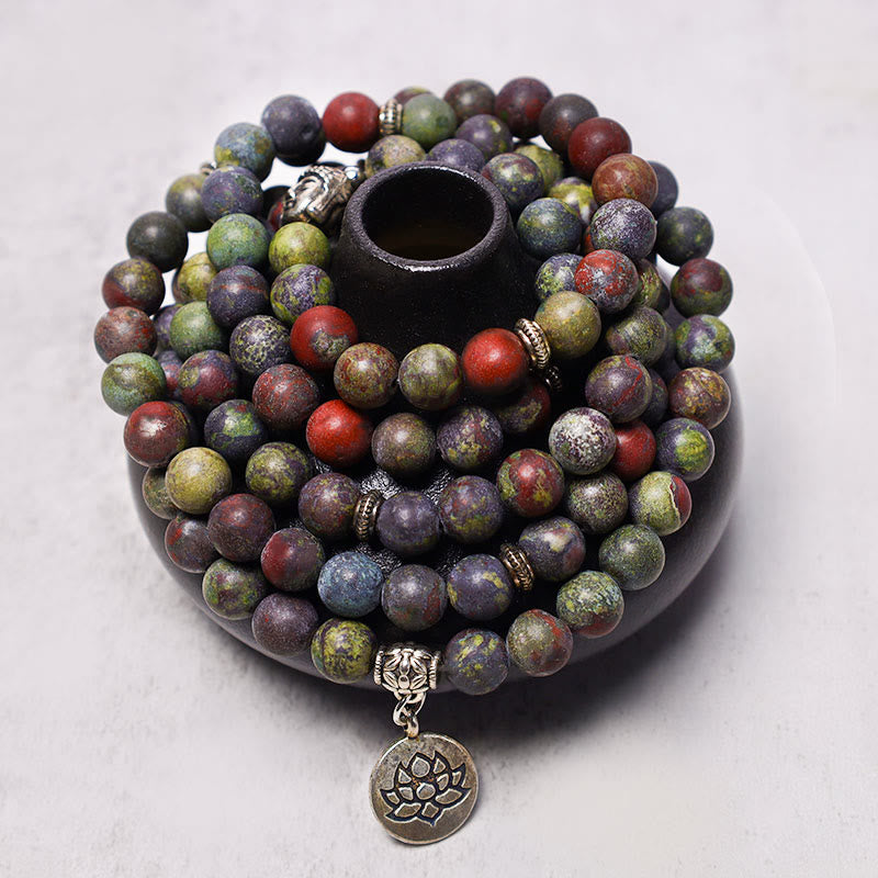 Carmiora Lotus Kristallstein 108 Perlen Mala Armband