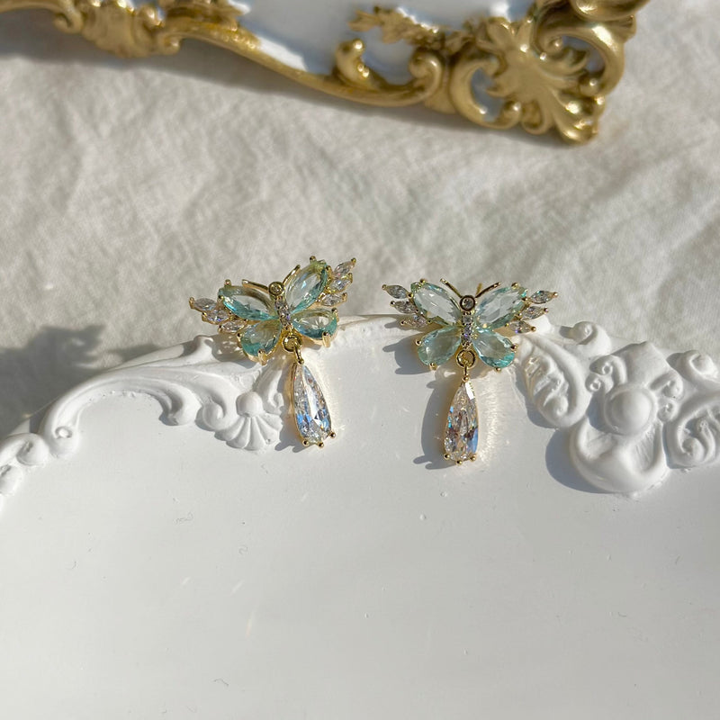 Grüne Schmetterlingsohrringe