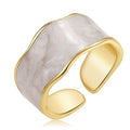 Mehrfarbige Emaille-Ringe im Vintage-Stil mit geometrischem Wellenmuster und dickem Band