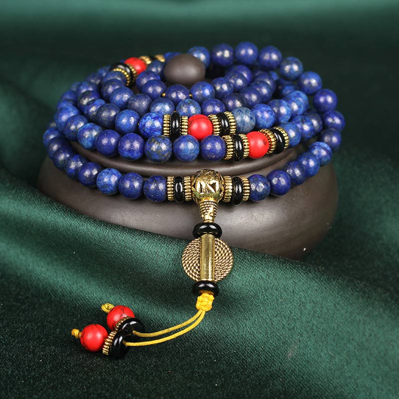 Carmiora Tibetisches Mala Lapislazuli Positives Armband