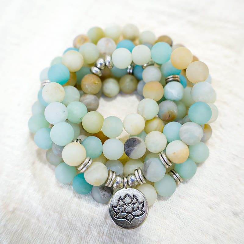Carmiora tibetischer Amazonitstein Segen Lotus Mala