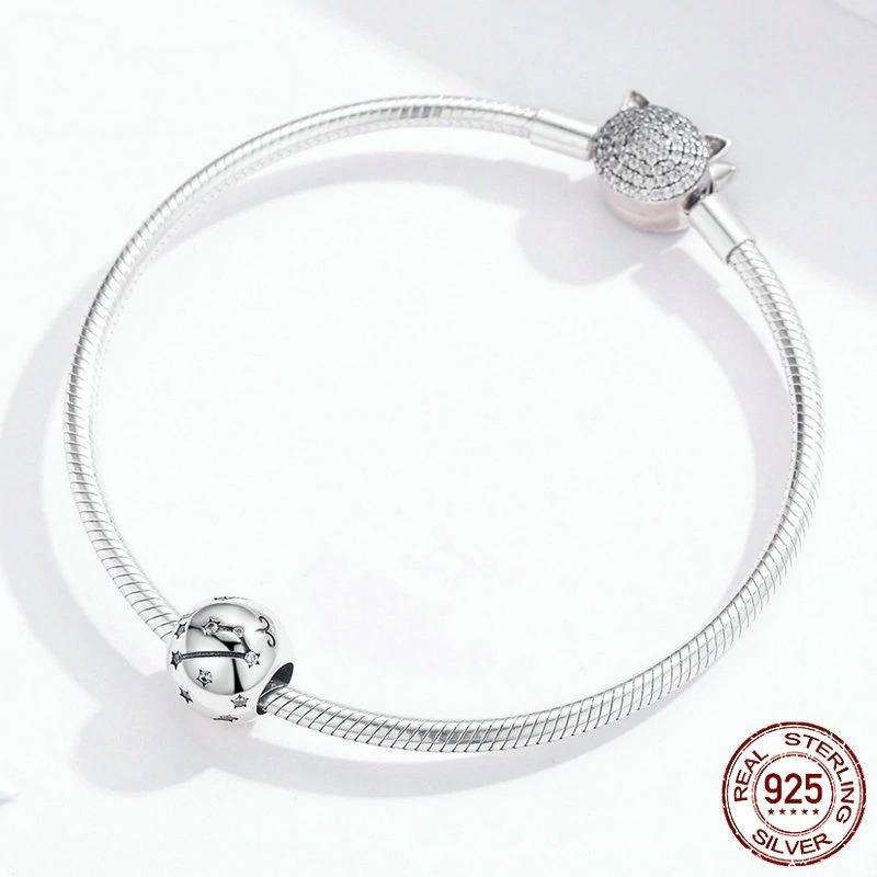 Charm-Anhänger für Armband aus Sterlingsilber mit 12 Sternbildern und Sternzeichen