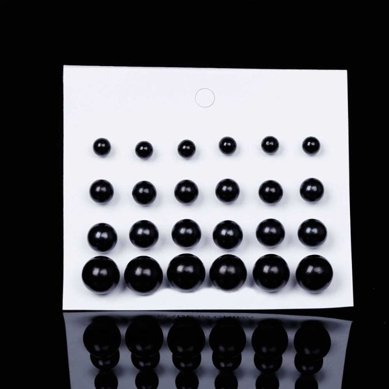 12 Paar klassische runde Ohrstecker mit Kunstperlen