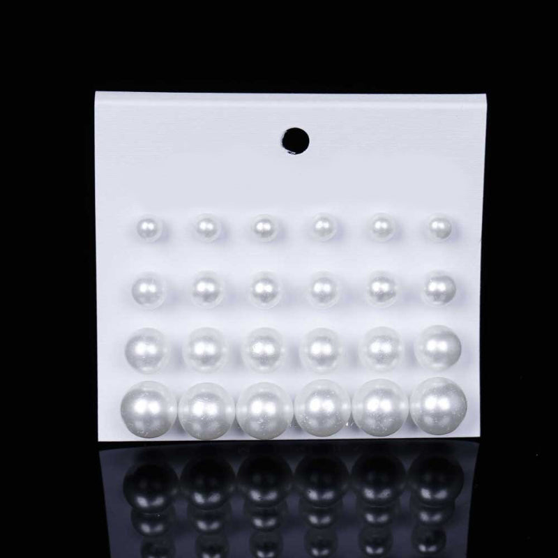 12 Paar klassische runde Ohrstecker mit Kunstperlen