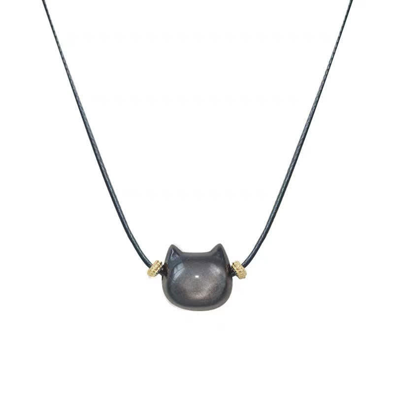 Carmiora Gold glänzender Obsidian Silber glänzender Obsidian Schönes Pfoten-Glückskatzen-Schutzarmband