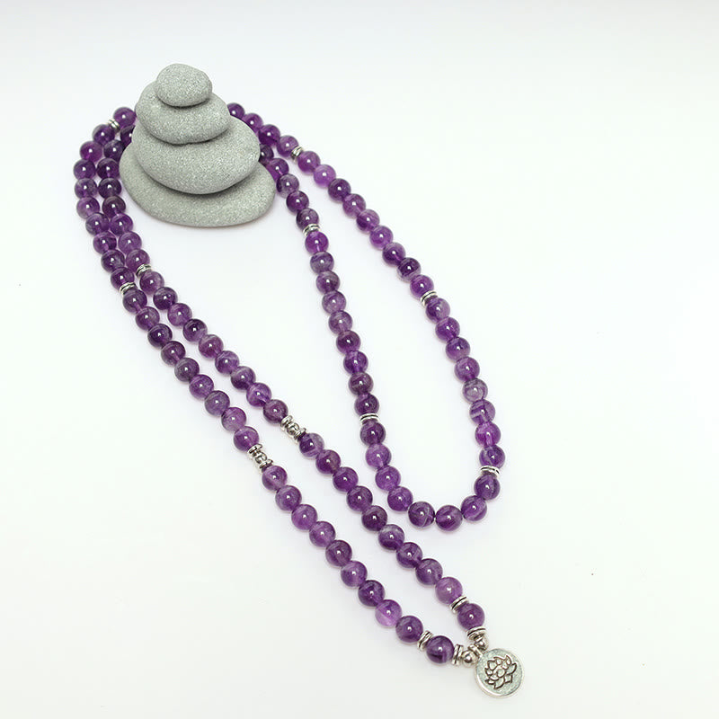 Carmiora Natürliches Amethyst-Reinigungs-Mala-Armband