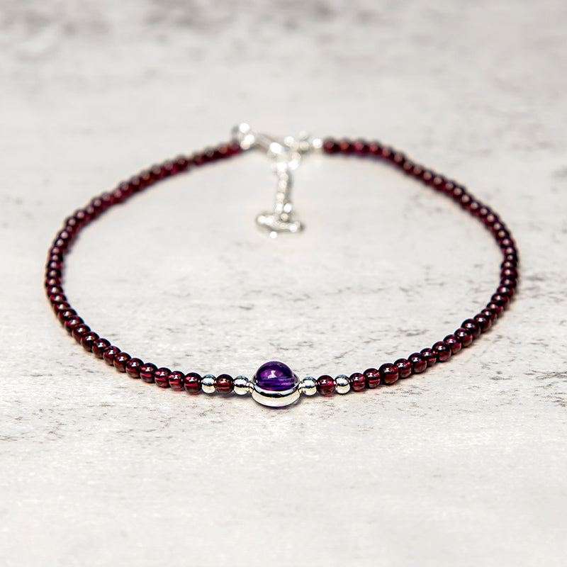Carmiora-Granat-Amethyst-Reinigungs-Ruhe-Fußkettchen