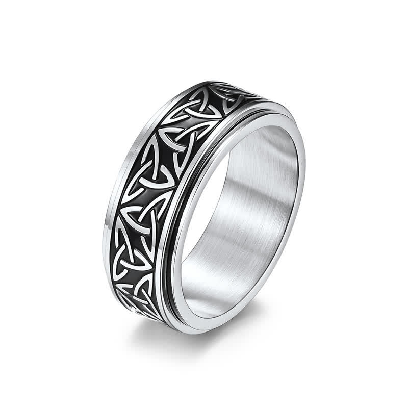 Carmiora Triangle Knot Triquetra Ruhiger drehbarer Ring aus Titanstahl
