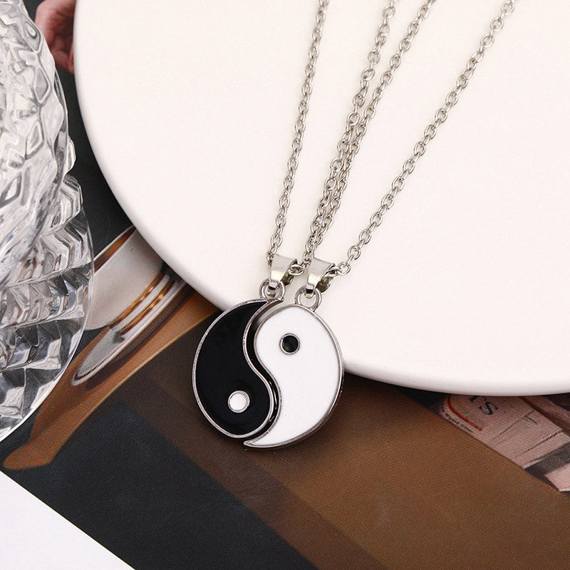 Carmiora Yin Yang Hämatit Anhänger Paar Halskette