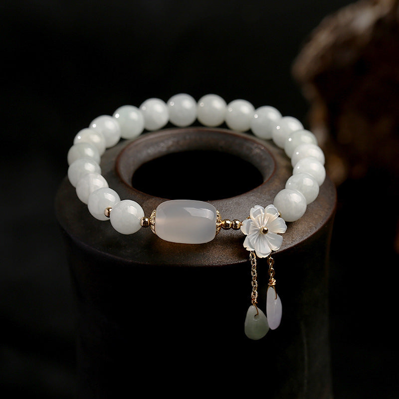 Carmiora Glücksarmband aus natürlicher weißer Jade