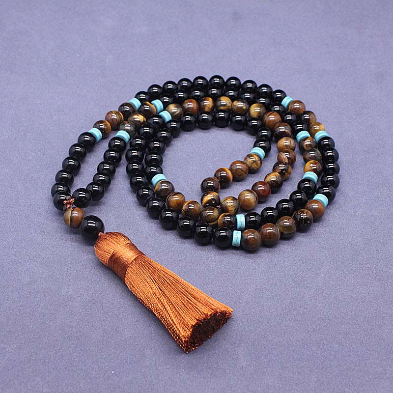Carmiora Tibetischer Schwarzer Onyx Friedliches Mala-Set