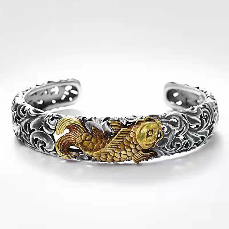 Carmiora Koi Fisch Gras Muster Wohlstand Reichtum Armband Armreif