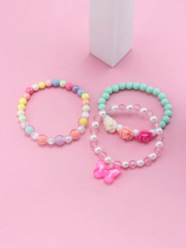 3 Stück/Satz Mädchenschmuck Cartoon Perlen Armbänder für Kinder
