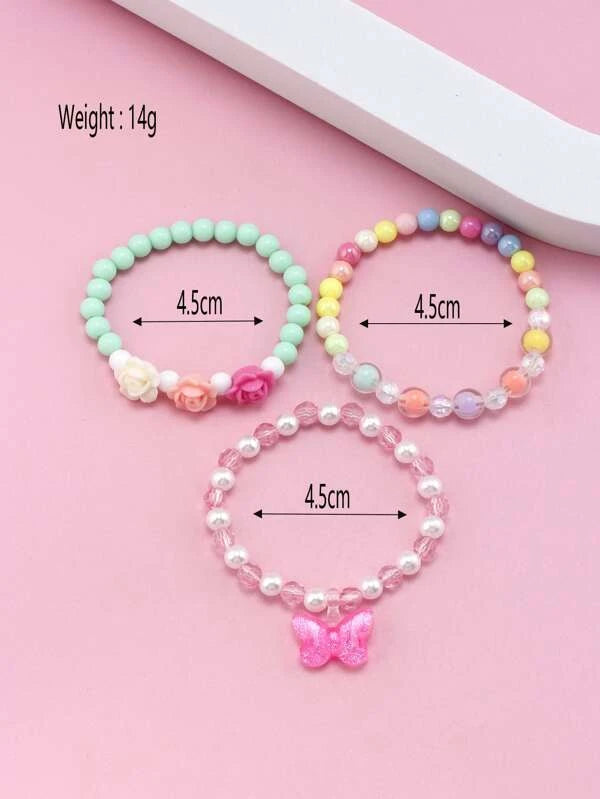3 Stück/Satz Mädchenschmuck Cartoon Perlen Armbänder für Kinder