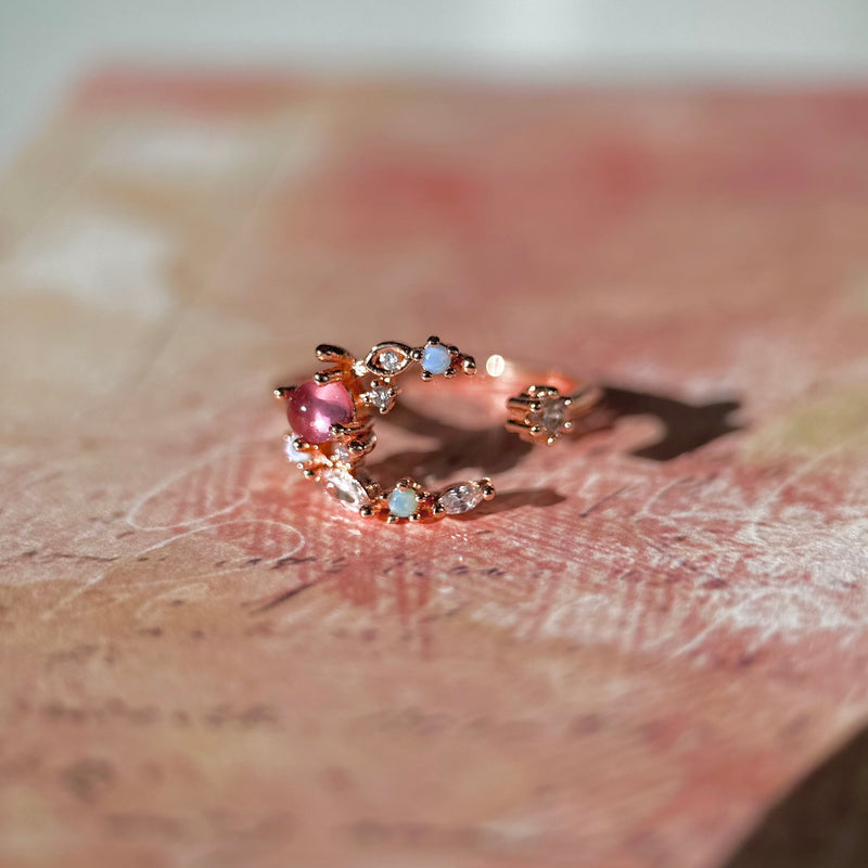 Floraler Mondring (Rot/Pink)