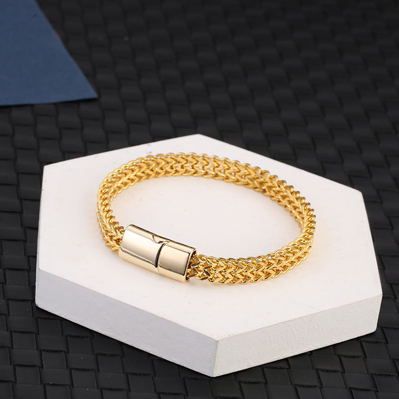 Carmiora Fischschuppen-Armband mit magnetischer Schnalle, Titanstahl, Balance-Armband
