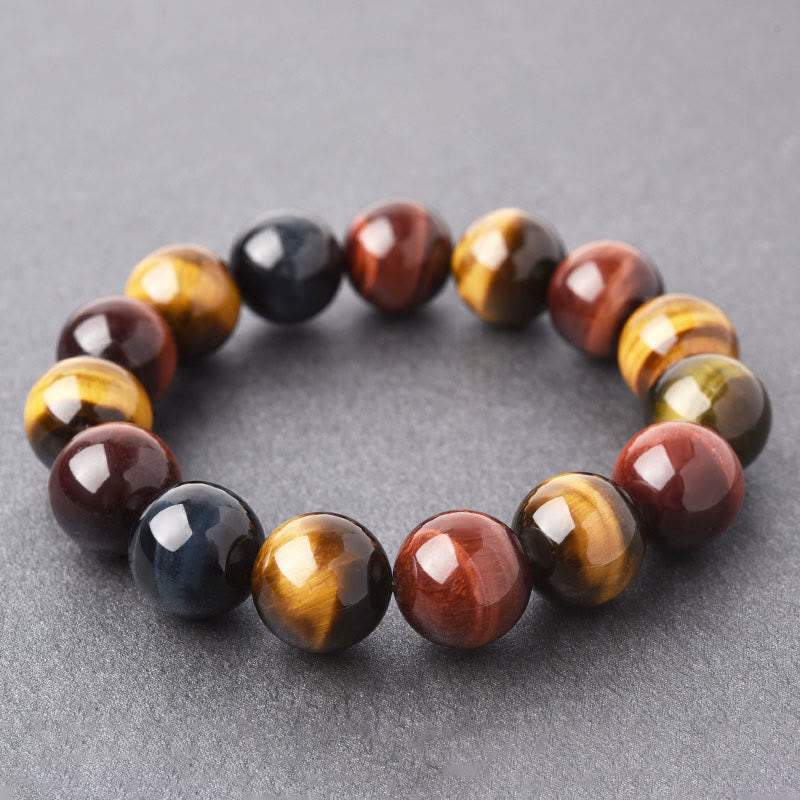 Carmiora Natürliches Tigerauge-Positive-Schutz-Armband